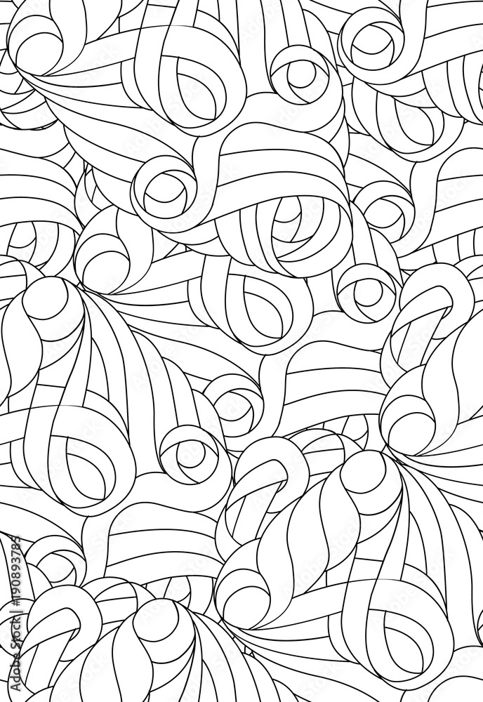 Black and white pattern for coloring.Hand- drawing abstract doodles. Art therapy coloring page. Vector illustration.