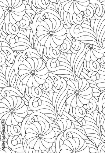 Black and white pattern for coloring.Hand- drawing abstract doodles. Art therapy coloring page. Vector illustration.