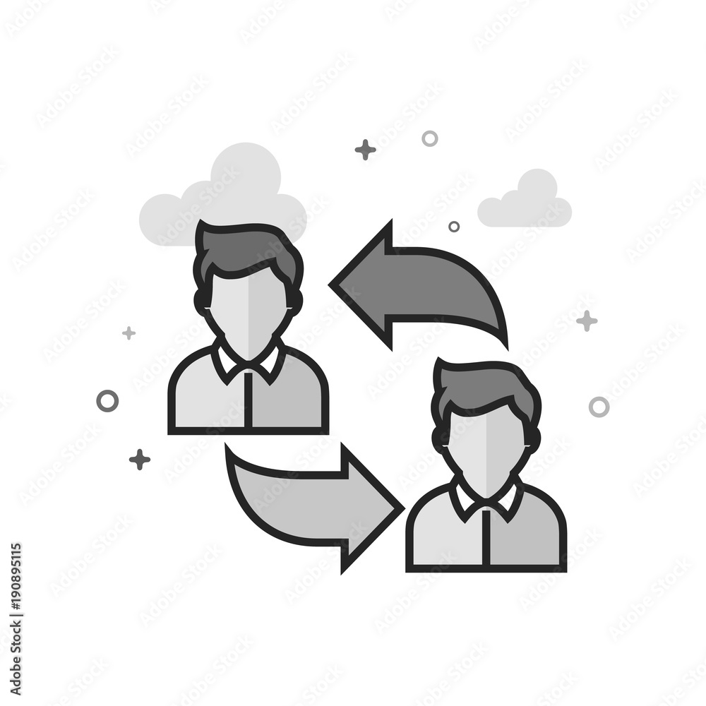 Employee rotation icon in flat outlined grayscale style. Vector illustration.