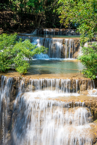 Fototapeta Naklejka Na Ścianę i Meble -  Huay mae khamin waterfall in Kanchanaburi Thailand