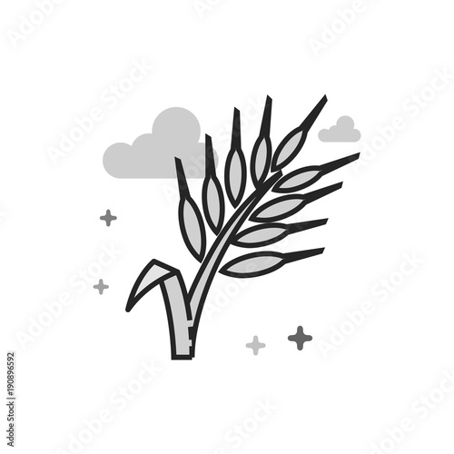 Wheat icon in flat outlined grayscale style. Vector illustration.