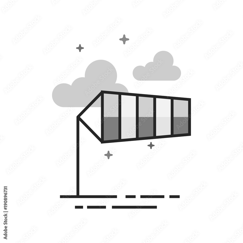 Windsock icon in flat outlined grayscale style. Vector illustration. Windsock icon in flat outlined grayscale style. Vector illustration.