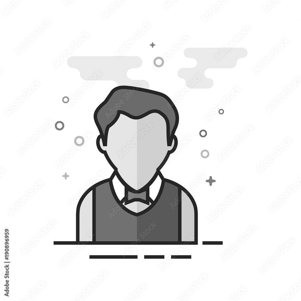 Waiter avatar icon in flat outlined grayscale style. Vector illustration. Waiter avatar icon in flat outlined grayscale style. Vector illustration.