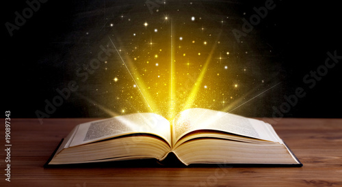 Yellow lights over book