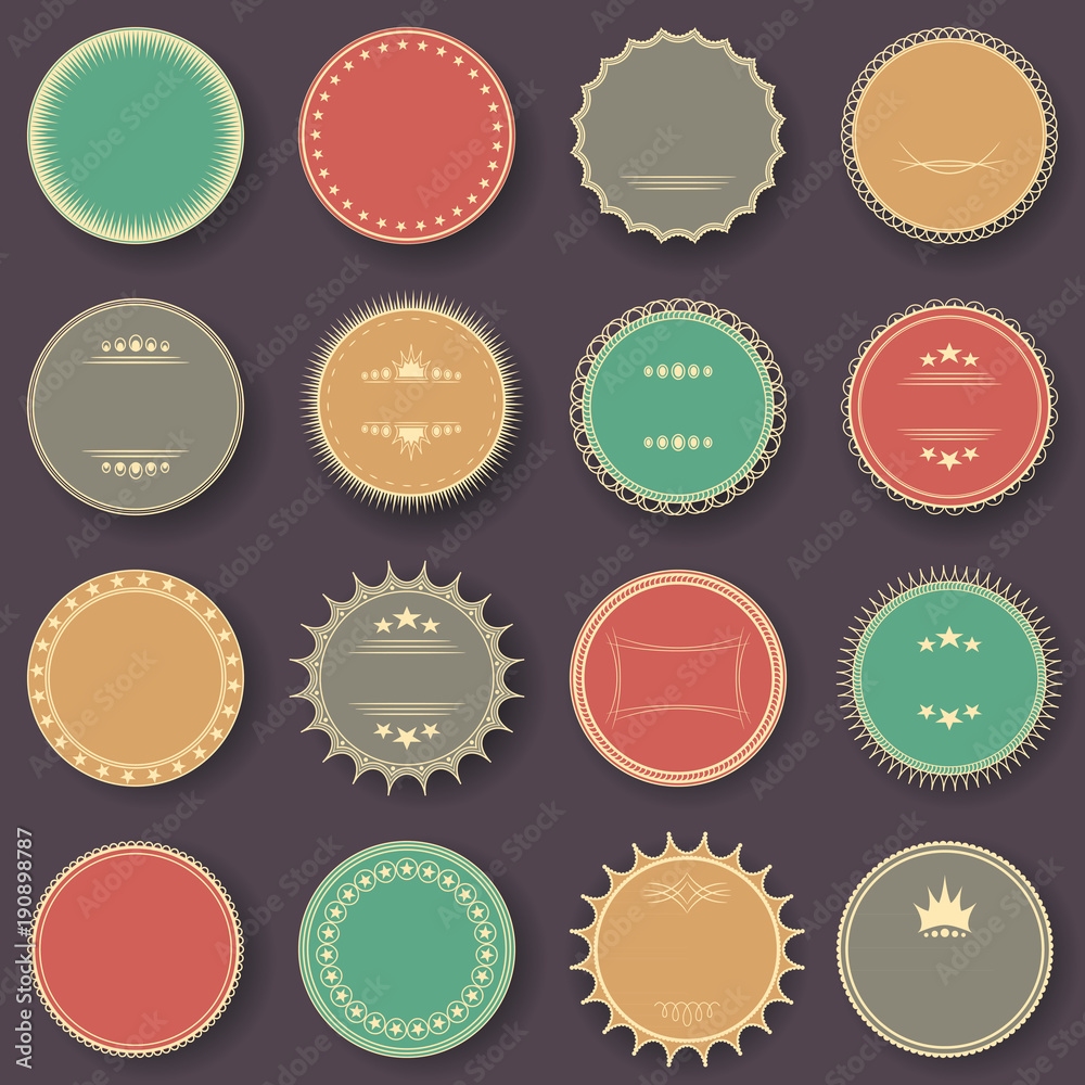 Stamp collection. Set of templates of labels. Bright colors Stamp collection. Set of templates of labels. Bright colors