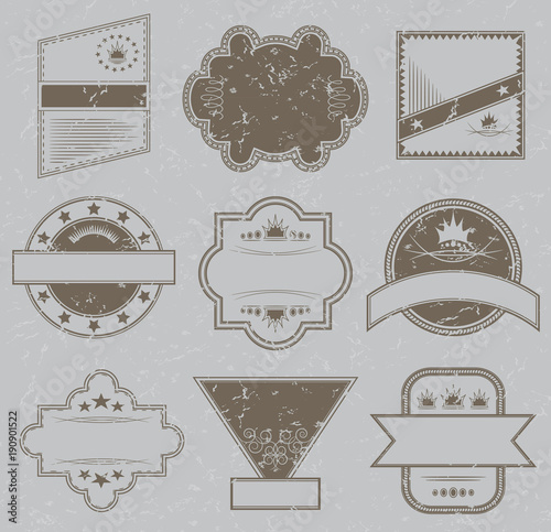 Vector set of vintage labels. Retro labels. Grunge design