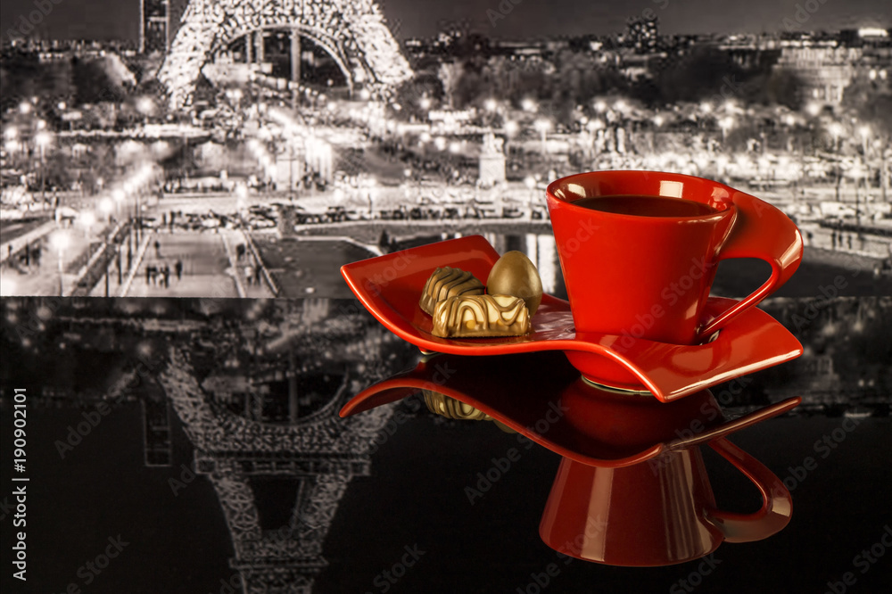 Ταπετσαρία Coffee on a background of Paris