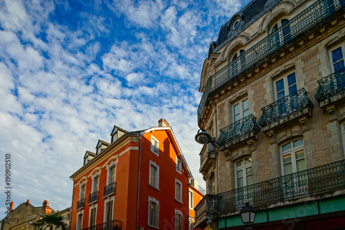 Sunny day in Tarbes  street view  summertime. Eupeptic and optimistic view.
