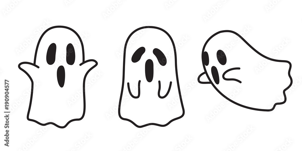 Ghost vector icon Halloween spooky cartoon illustration character doodle  Stock Vector