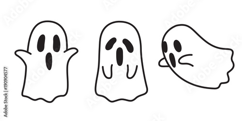 Ghost vector icon Halloween spooky cartoon illustration character doodle