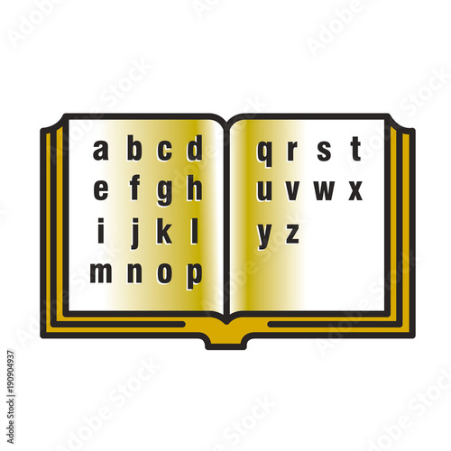 open book with English alphabet vector drawing