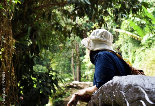 female travelers in forest in relax time
