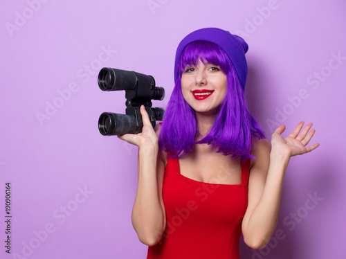 girl with blue hair and binoculars © Masson