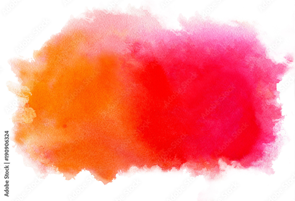 Watercolor abstract pink-red-orange spot. Isolated