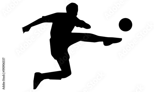 silhouette of the player kicked the ball with the right foot