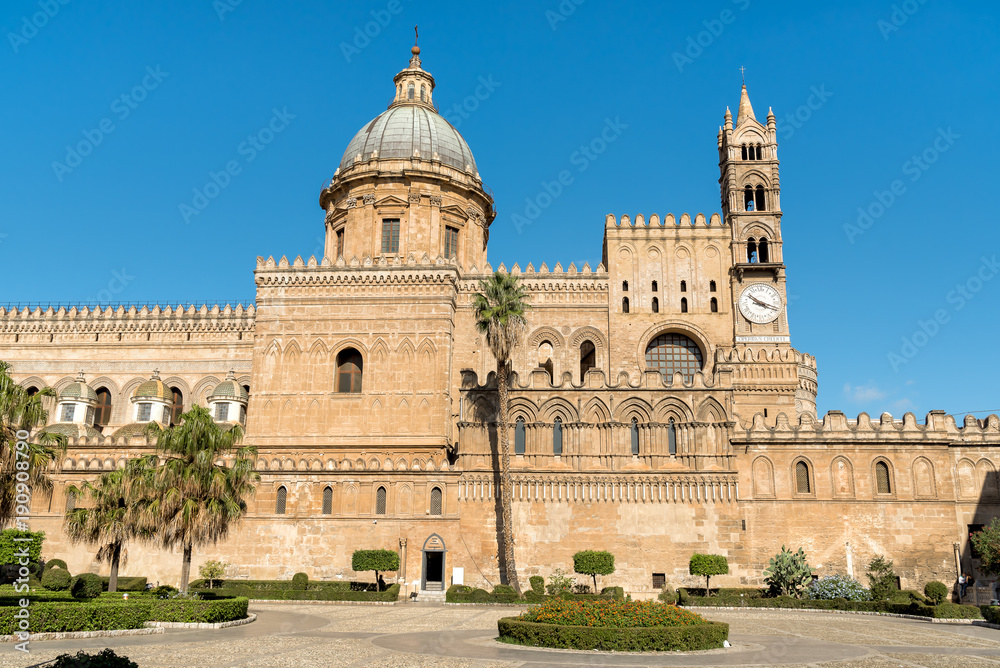 View of Palermo Cathedral church, Sicily, southern Italy
