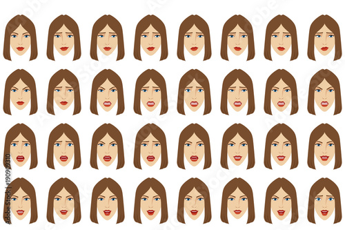 Emotions set. Businesswoman with different emotions and facial expressions.