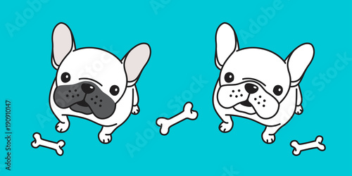 dog vector french bulldog icon bone logo character cartoon illustration