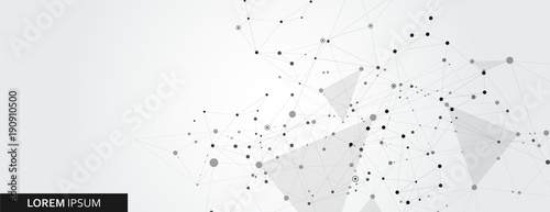 Abstract polygonal horisontal background with abstract connecting dots and lines