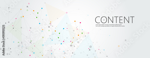 Abstract polygonal horisontal background with abstract connecting dots and lines