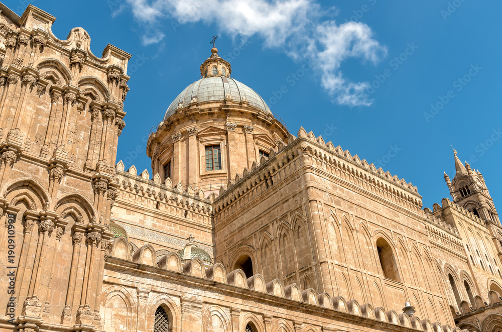 View of Palermo Cathedral church Dome, Sicily, southern Italy
