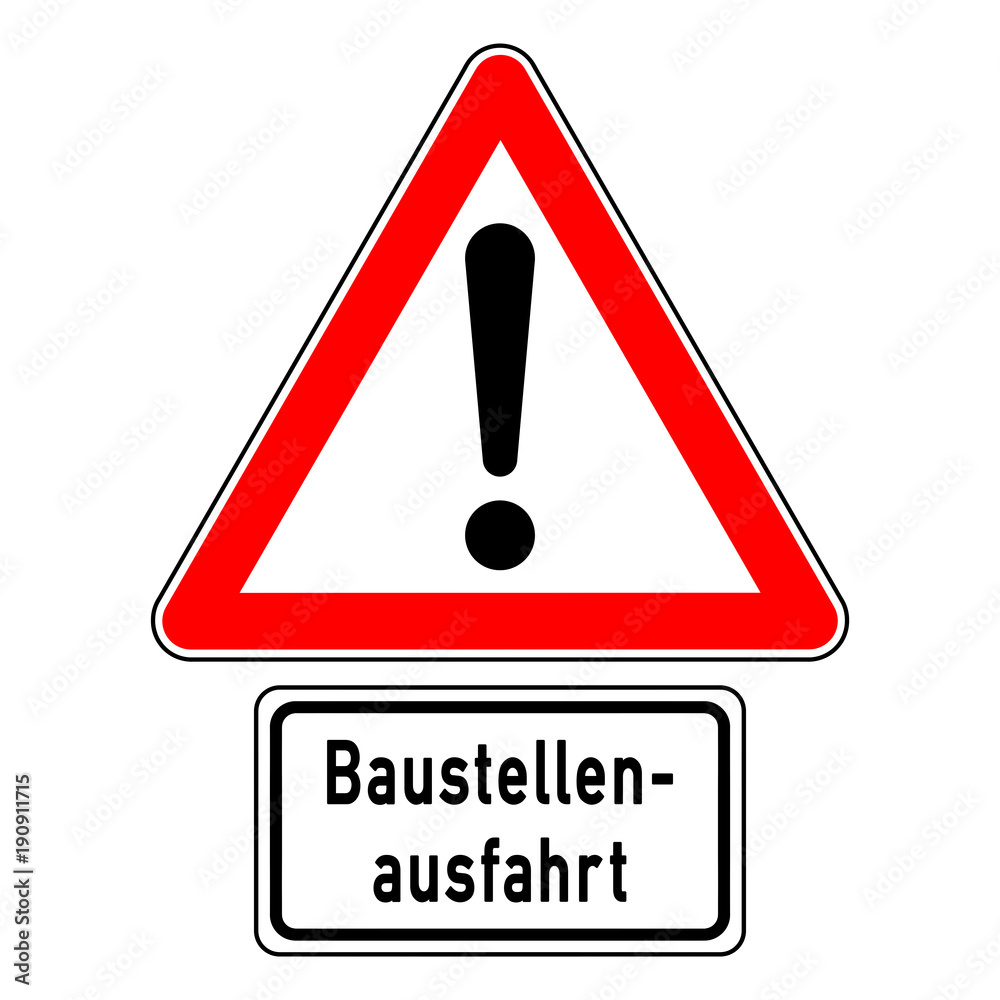 ncsc29 NewCombinationSignCaution ncsc - rsas8 RoadSignAdditionalSign rsas - Verkehrszeichen StVO - Achtung - Ausrufezeichen / dreieckig - Zusatzzeichen 1007-33 Text: Baustellenausfahrt - xxl g5856 ncsc29 NewCombinationSignCaution ncsc - rsas8 RoadSignAdditionalSign rsas - Verkehrszeichen StVO - Achtung - Ausrufezeichen / dreieckig - Zusatzzeichen 1007-33 Text: Baustellenausfahrt - xxl g5856