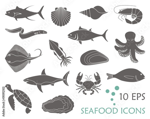 Icons of fish and seafood