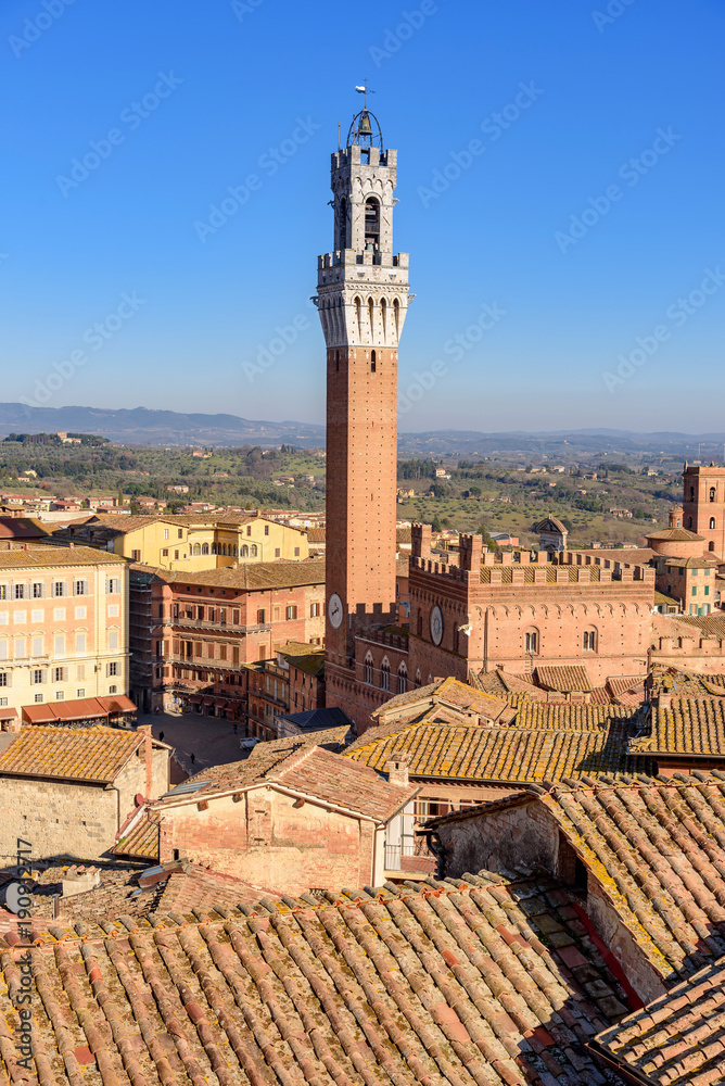 Siena and the Mangia tower, tuscany, Italy
