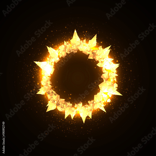 Golden crystal ring for text