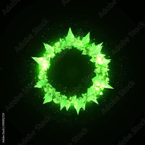 Green crystal ring for text