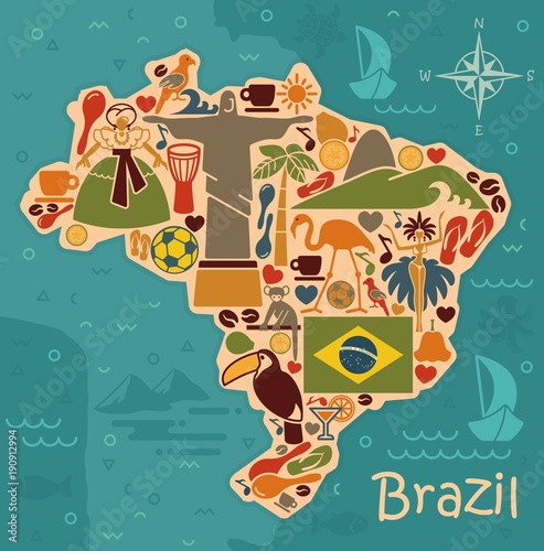 Map from traditional symbols of Brazil