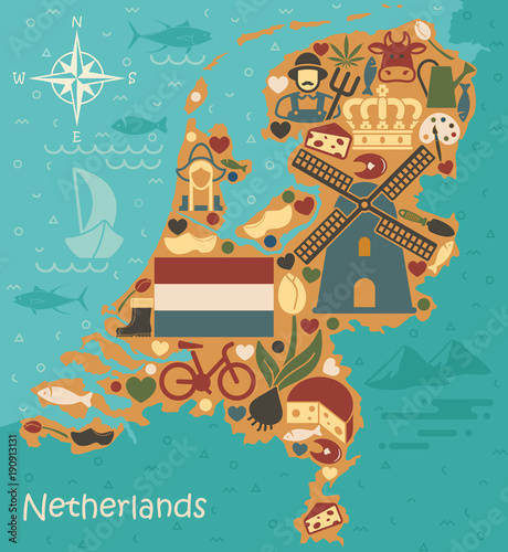 Stylized map of the Netherlands