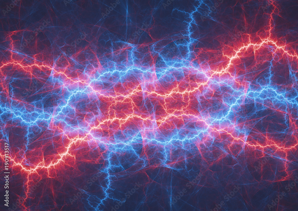 Fototapeta premium Fire and ice lightning, electrical plasma background