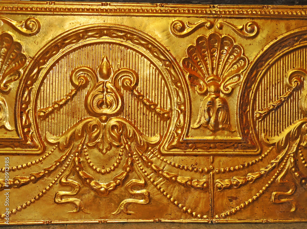 Antique golden painted tin ceiling tile