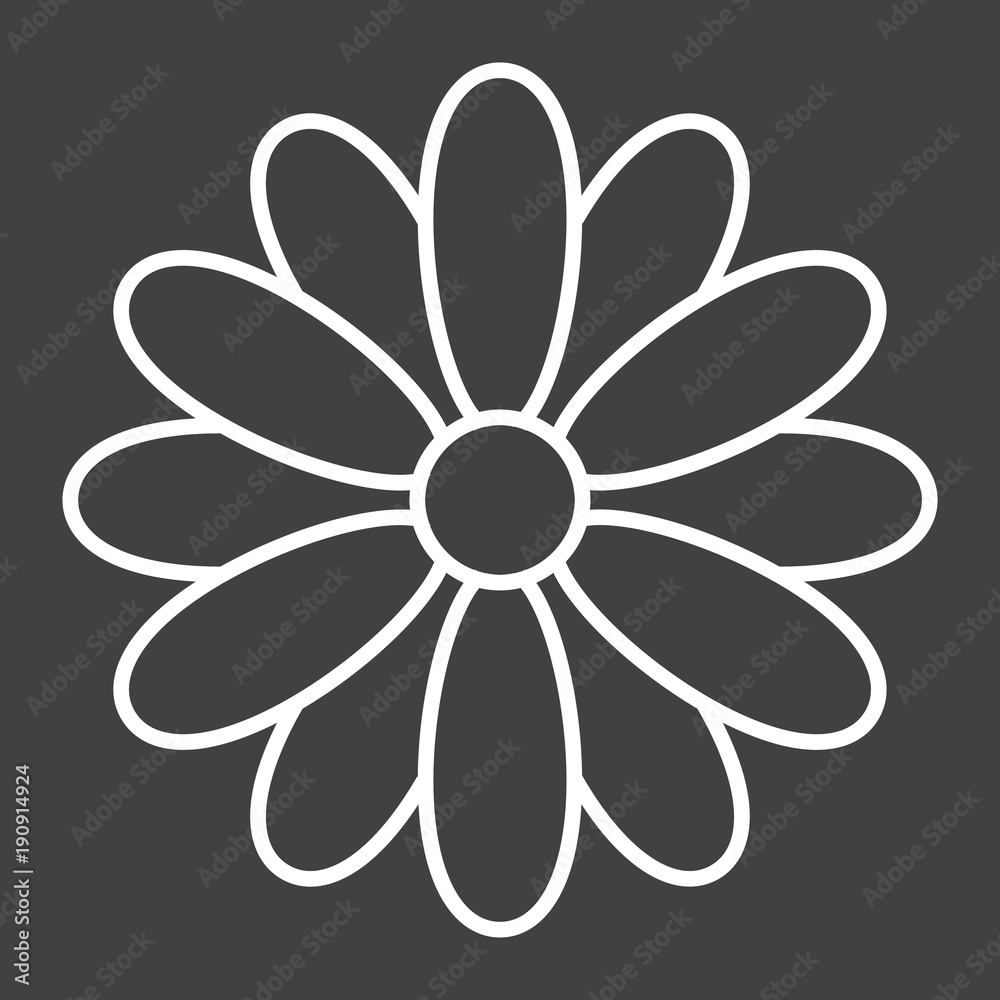 Flower line icon, easter and holiday, nature sign vector graphics, a linear pattern on a black background, eps 10. Flower line icon, easter and holiday, nature sign vector graphics, a linear pattern on a black background, eps 10.