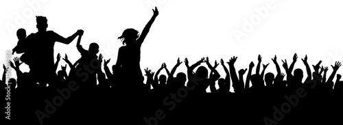 Party crowd vector, cheerful silhouette, cheers sport