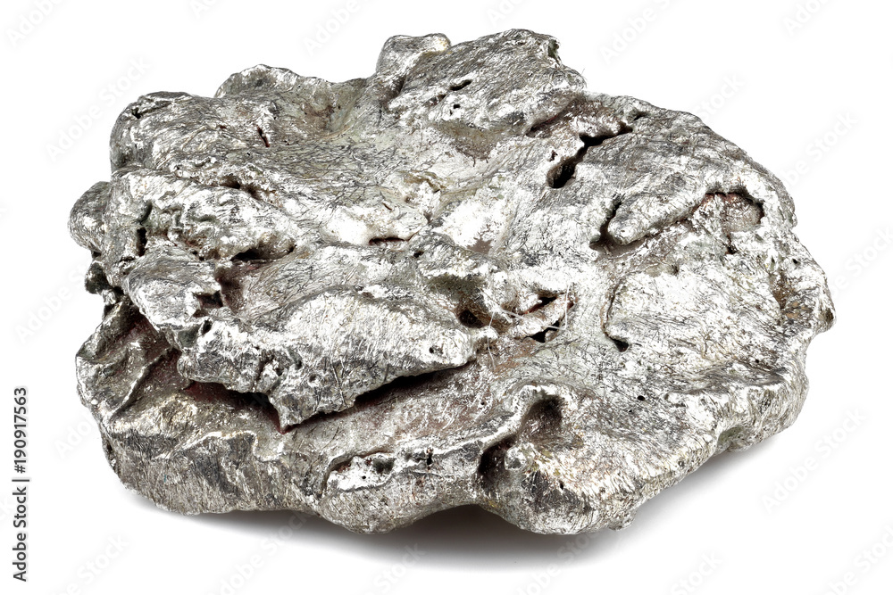 native silver nugget from Liberia isolated on white background Stock-Foto |  Adobe Stock