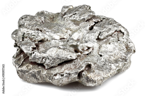 native silver nugget from Liberia isolated on white background