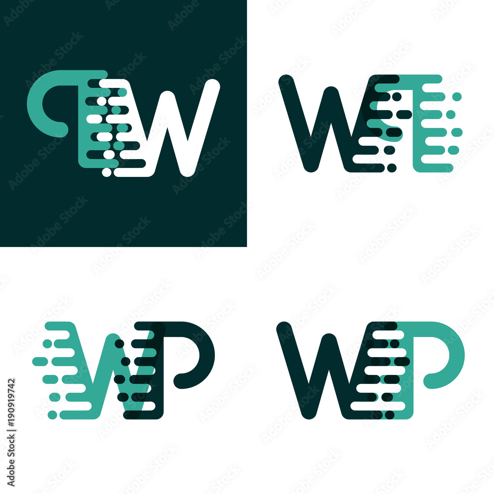 WP letters logo with accent speed green and dark green WP letters logo with accent speed green and dark green