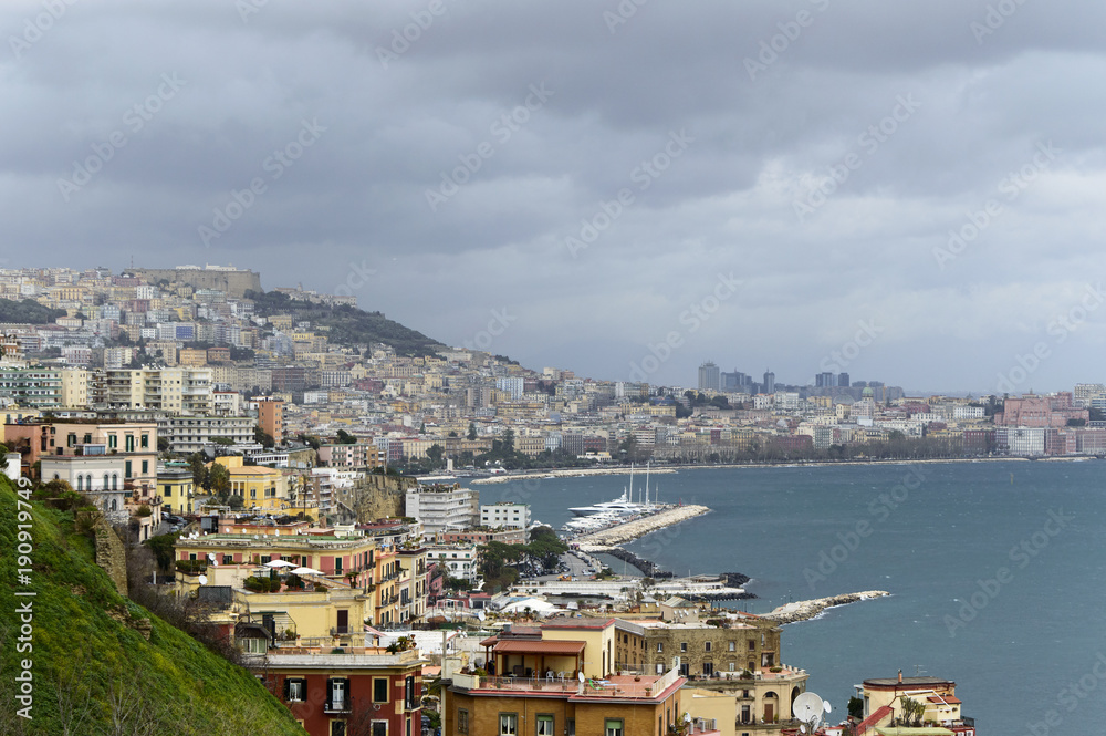 The view of Naples. Cloudy weather