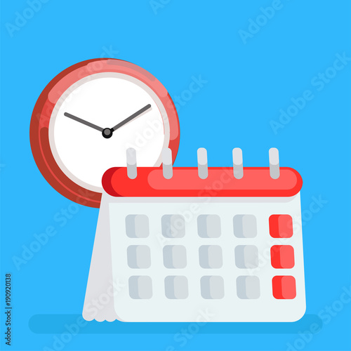 Calendar icon with clock. Time Planning Managment