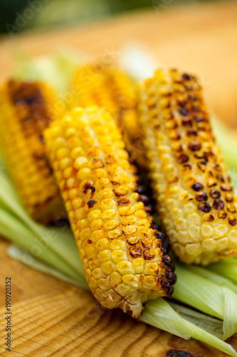 Corn cnobs roasted on a grill