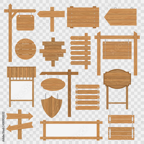 Wooden blank signboards
