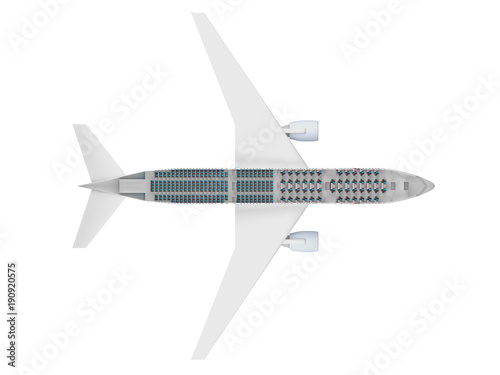 passenger airplane in section top view