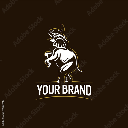 Standing Elephant Logo Illustration On Dark Background