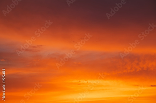 Beautiful fiery orange sunset sky as background © es0lex