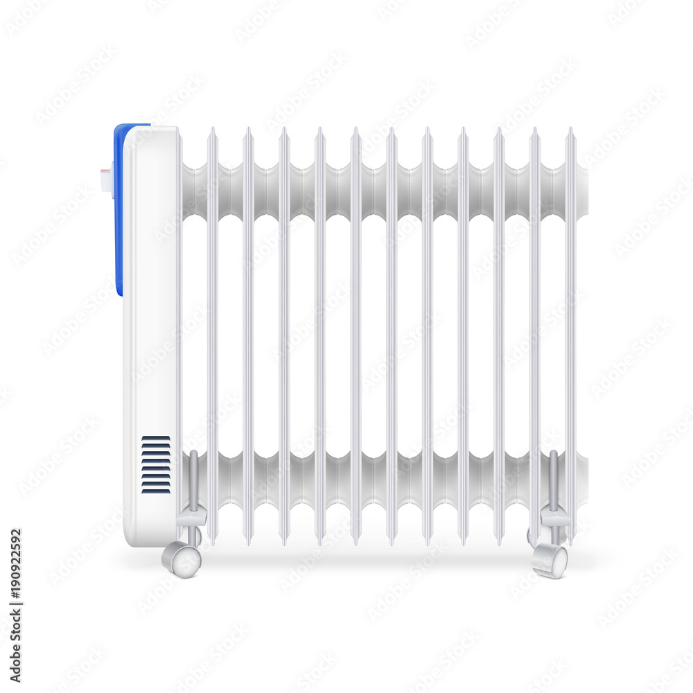 Oil radiator isolated on white background. White, electric oil filled heater. Vector, resizable icon of convector. Oil radiator isolated on white background. White, electric oil filled heater. Vector, resizable icon of convector.