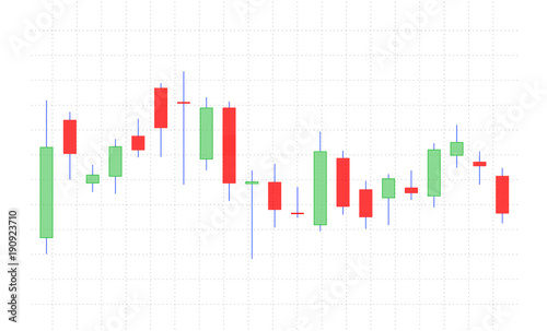 Business candle stick graph chart of stock market on white background