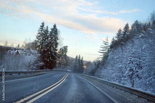 Cleaned winter asphalt road.