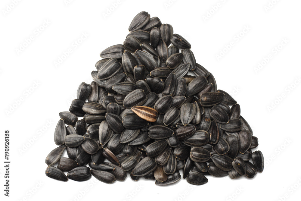 sunflower seeds isolated on white background. top view sunflower seeds isolated on white background. top view
